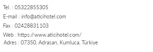 Atc Hotel telefon numaralar, faks, e-mail, posta adresi ve iletiim bilgileri
